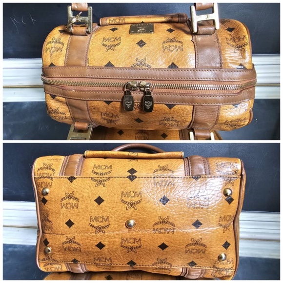 Authentic MCM Visestos BOSTON Bag Cognac - Picture 8 of 13